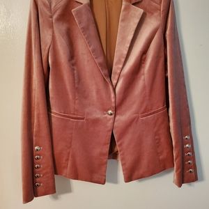 Velvet mauve blazer with gold buttons on sleeves. Size 8